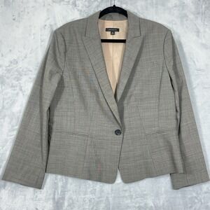 Ann Taylor Blazer Womens 16 Gray Wool Blend Work Business Formal One Button